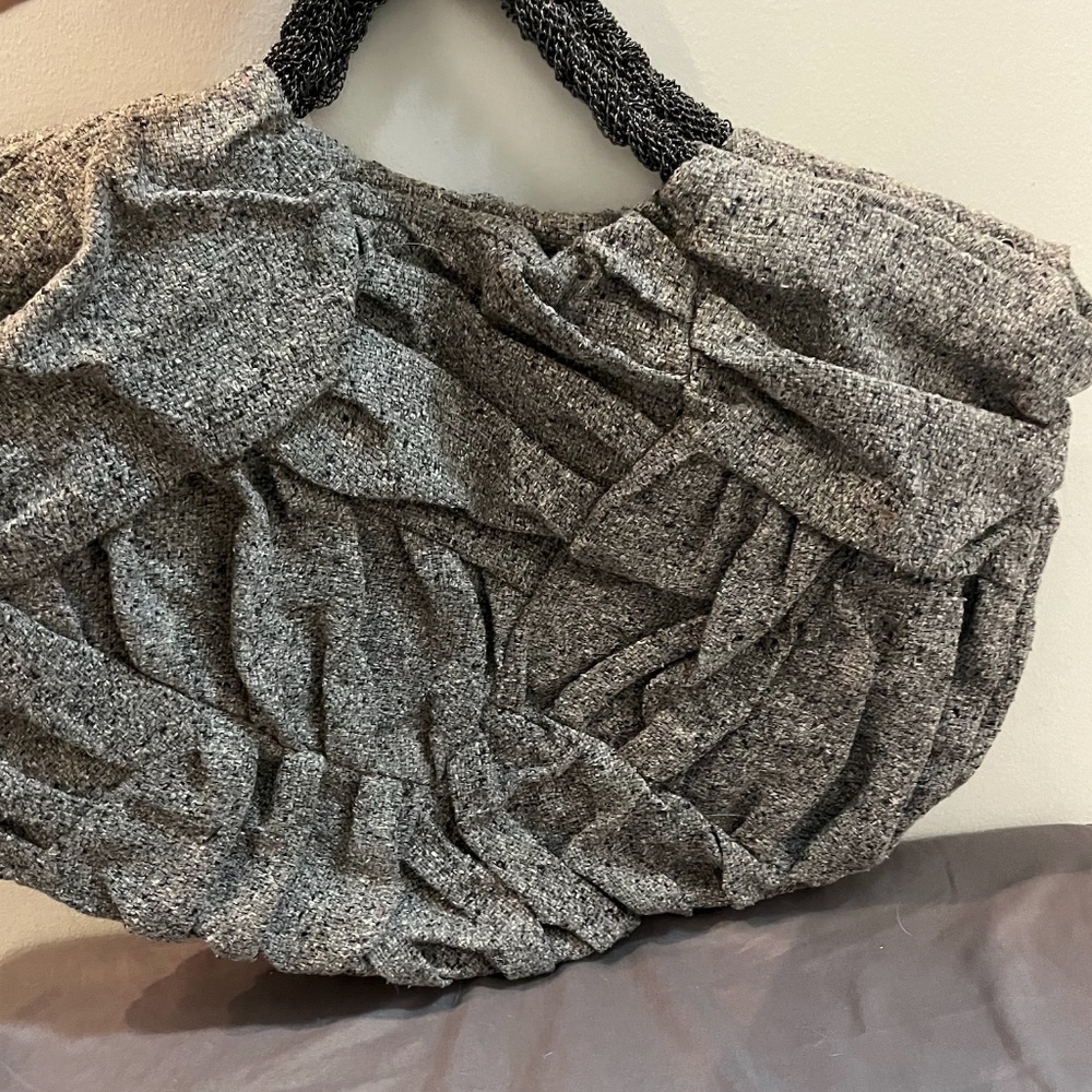 Zara Large Hobo Bag Cotton with Chain Braid Handles - Like New